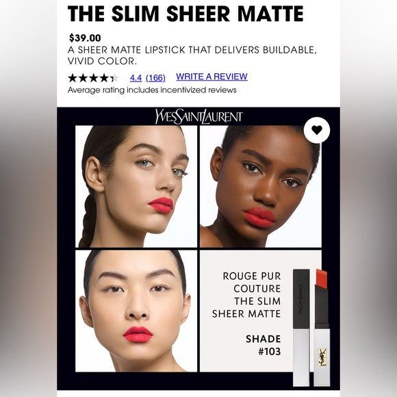 🆕 NIB Yves Saint Laurent The Slim Sheer Matte #103 Orange Provocant 0.07oz - Picture 1 of 12